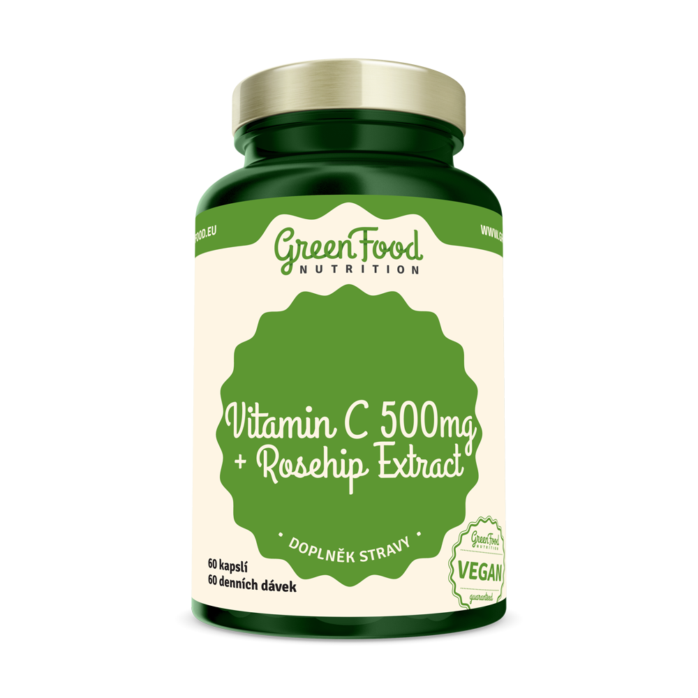 Vitamín C 500 + Extrakt zo šípok 60 kapsúl Greenfood