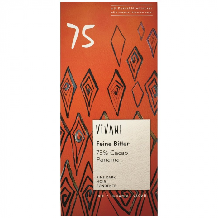 Čokoláda horká 75% BIO vegan 80g - Vivani