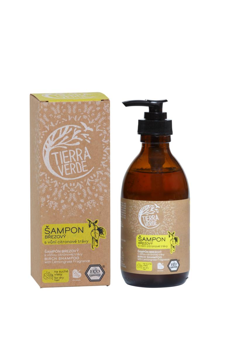 Brezový šampón na suché vlasy s vôňou citrónovej trávy, 250ml Tierra Verde 